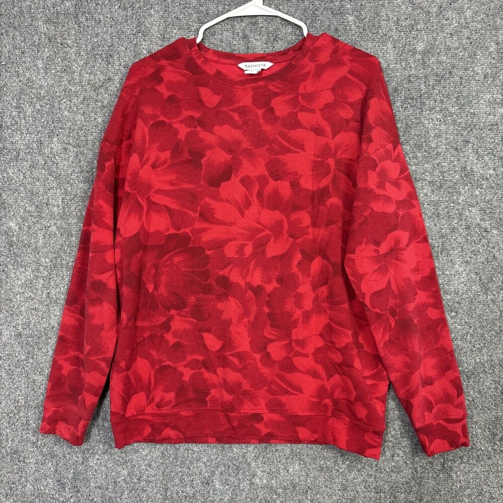Athleta Balance Printed Pullover sweatshirt Womens size S Red Floral Active